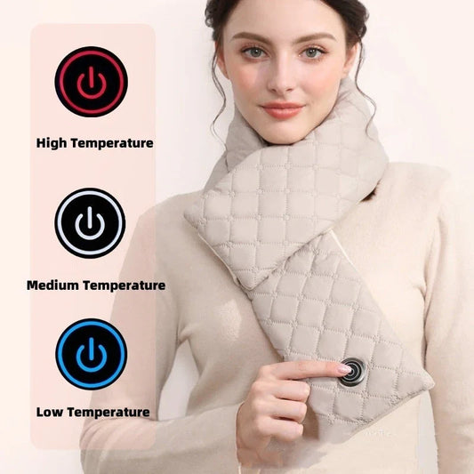 Premium electric heated scarf with 3 heat settings, crafted from soft velvet fabric for cozy outdoor comfort