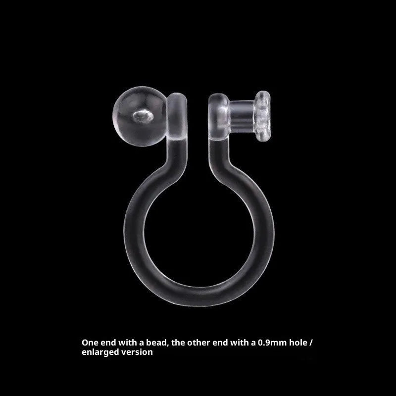 Transparent U-shaped plastic resin ear clip converter for stud earrings, unisex, single piece