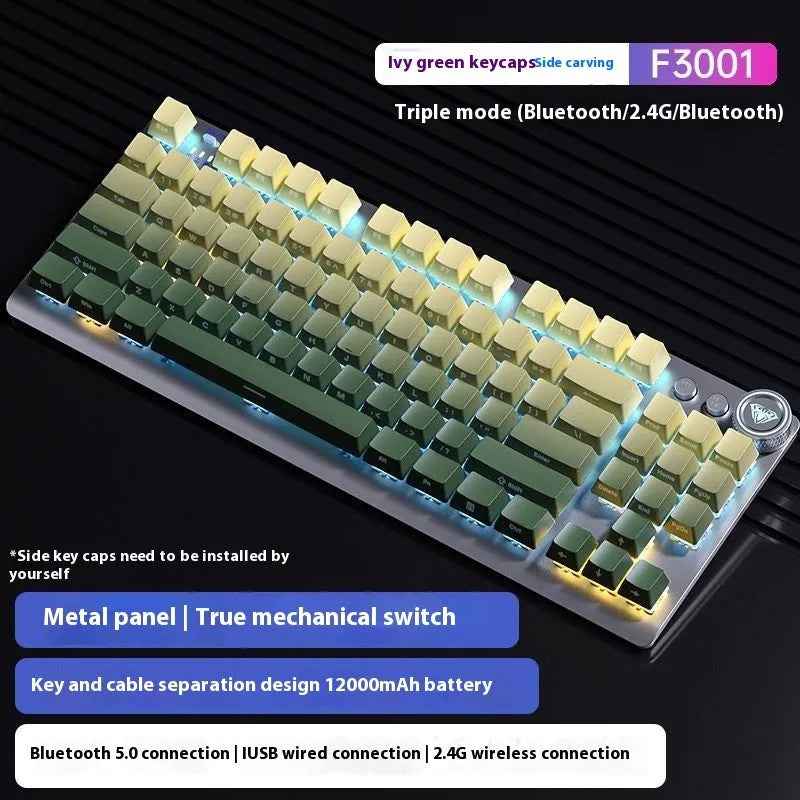 Tarantula wireless mechanical keyboard with side-engraved keycaps on a desk, showing compact 75% layout.
