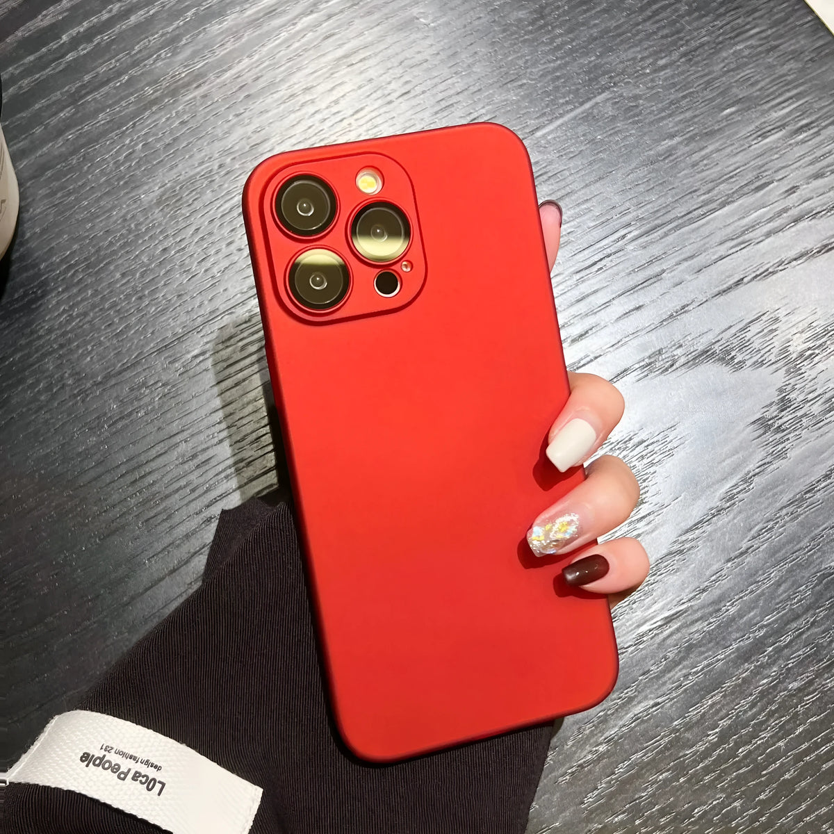 Ultra-thin frosted hard iPhone case in Chinese Red, PC shockproof cover with anti-fingerprint finish