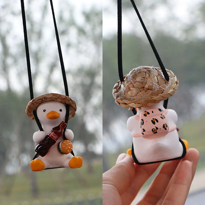 Car Swing Duck Ornament in various designs for rearview mirror decoration