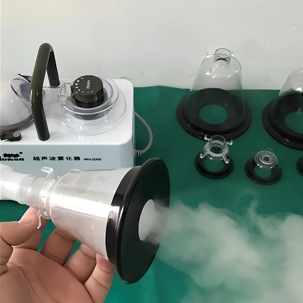 Clear plastic veterinary oxygen mask for pet respiratory treatment with adjustable straps