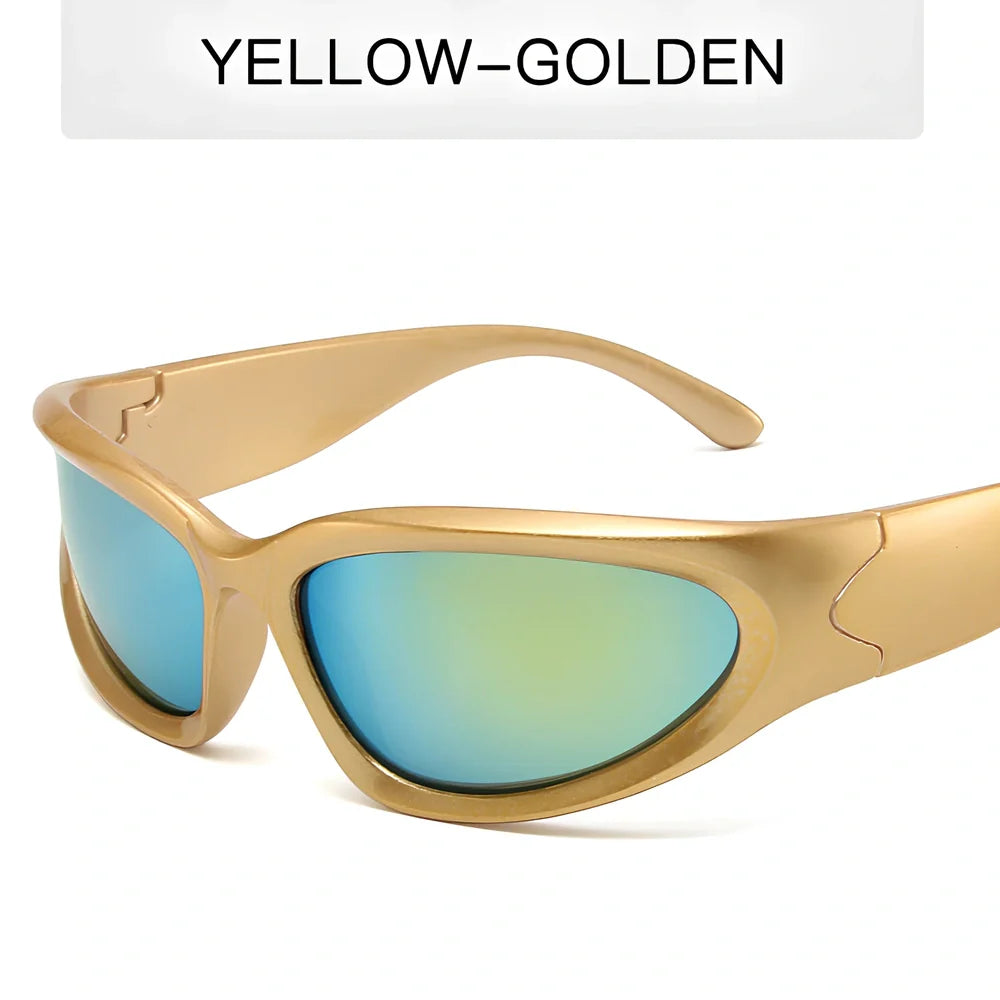 Personalised steam punk full frame cycling sunglasses in sand black grey chip style with mercury lenses for glare reduction