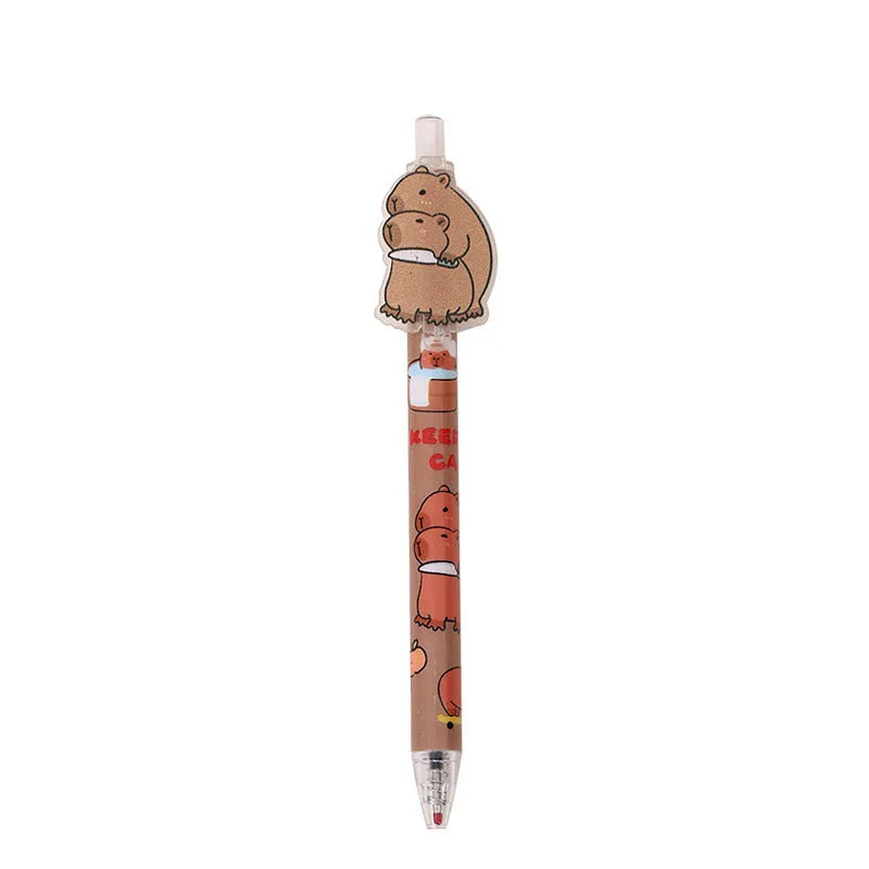 Cartoon bear acrylic paster pressing pen set with 48 plastic gel pens and carbon black refills