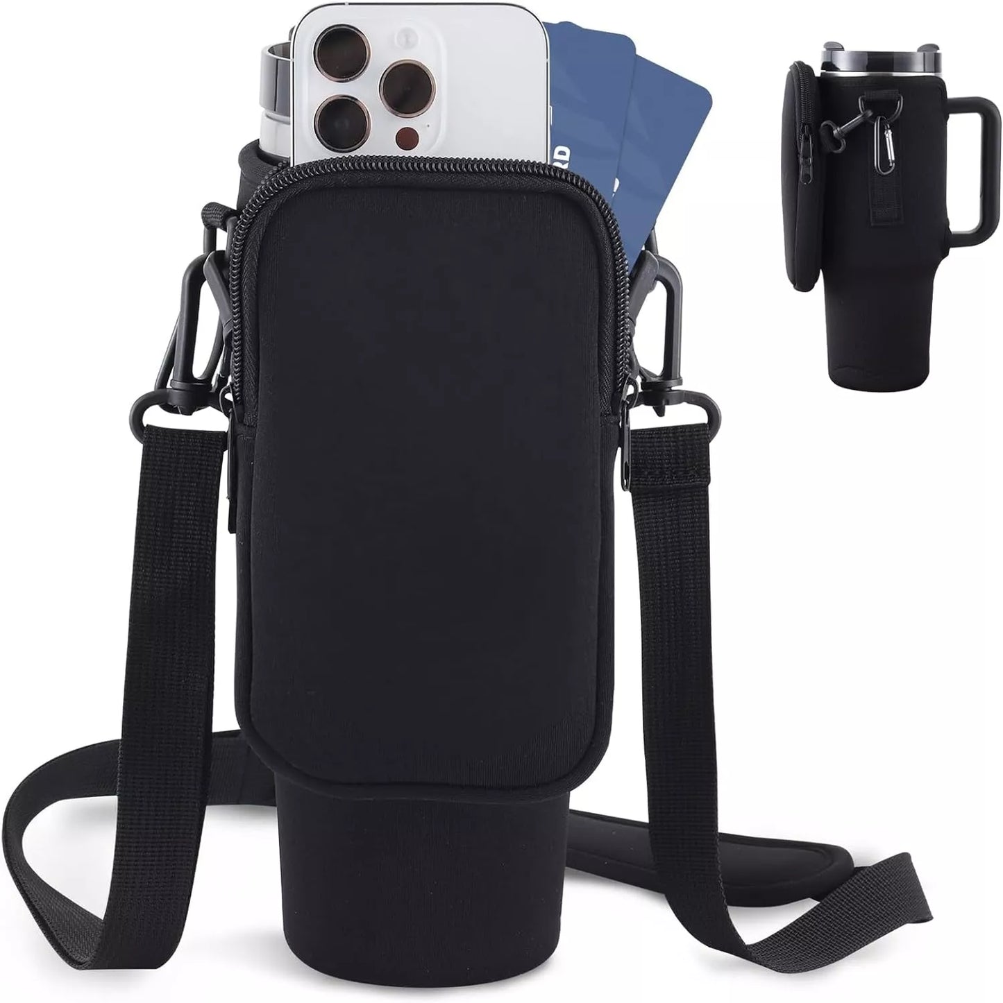 Slok Water Bottle Carrier Bag for 40oz tumblers with adjustable strap and storage pockets