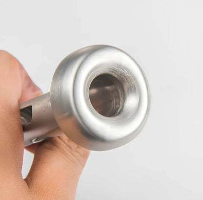 Silver stainless steel wine cooling rod with integrated pourer, 12.5 inches long