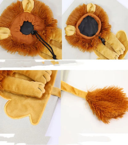 Soft canvas pet carrier bag with lion design, adjustable head opening, and safety zippers for small dogs and cats.