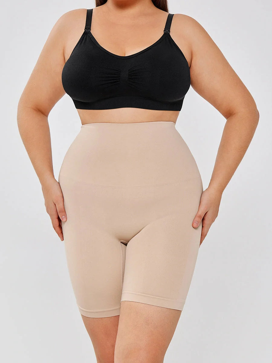 Comfortable, high-waisted women's leggings in black and apricot colors