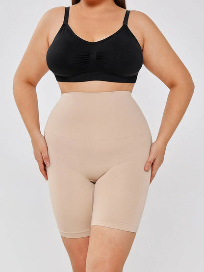 Comfortable, high-waisted women's leggings in black and apricot colors