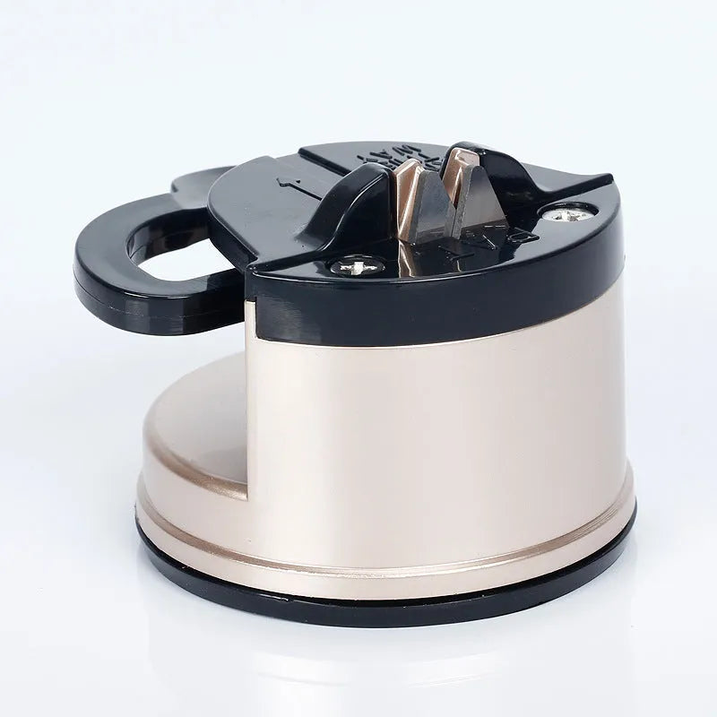 Small suction cup knife sharpener, ABS blade, 65 x 65mm, shown in red yellow green blue orange black white gold silver