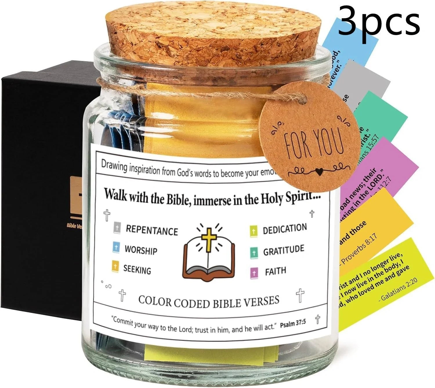 Bible Verses In A Jar glass container with 90 inspirational verses