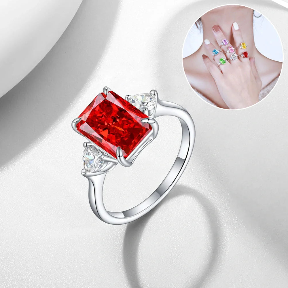 S925 Sterling Silver Colorful Rhinestone Fashion Ring for Women in various colors