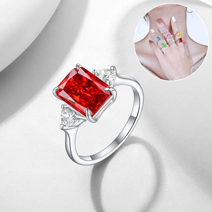 S925 Sterling Silver Colorful Rhinestone Fashion Ring for Women in various colors
