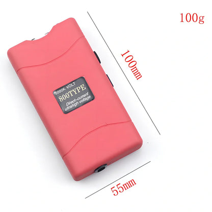 Purple self-defence torch with 100-lumen LED and emergency alarm function measuring 15cm