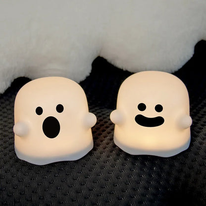 White silicone LED night light with touch sensor base showing 110mm height measurement