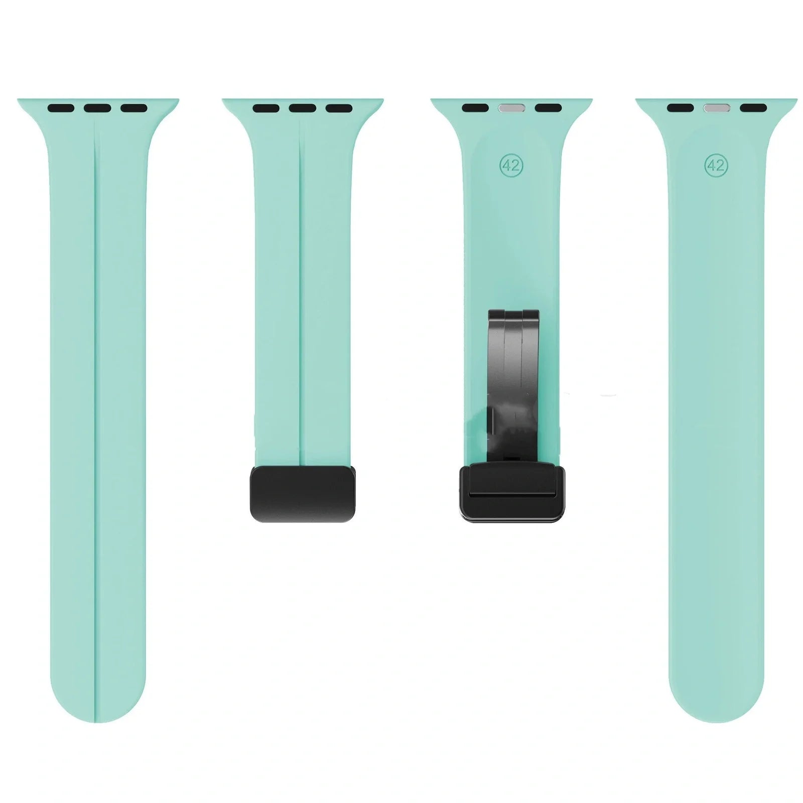 Magnetic silicone watch strap with folding buckle in multiple colours and sizes