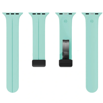 Magnetic silicone watch strap with folding buckle in multiple colours and sizes