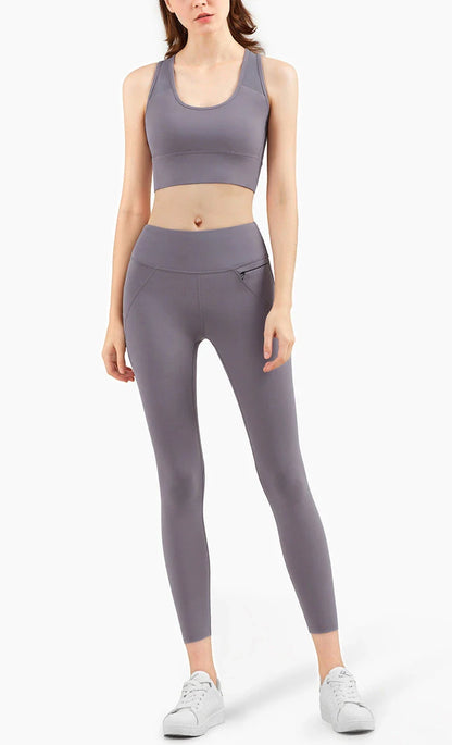 Premium Shock-Absorbing Sports Bra with Stylish V-Back Design for Active Women