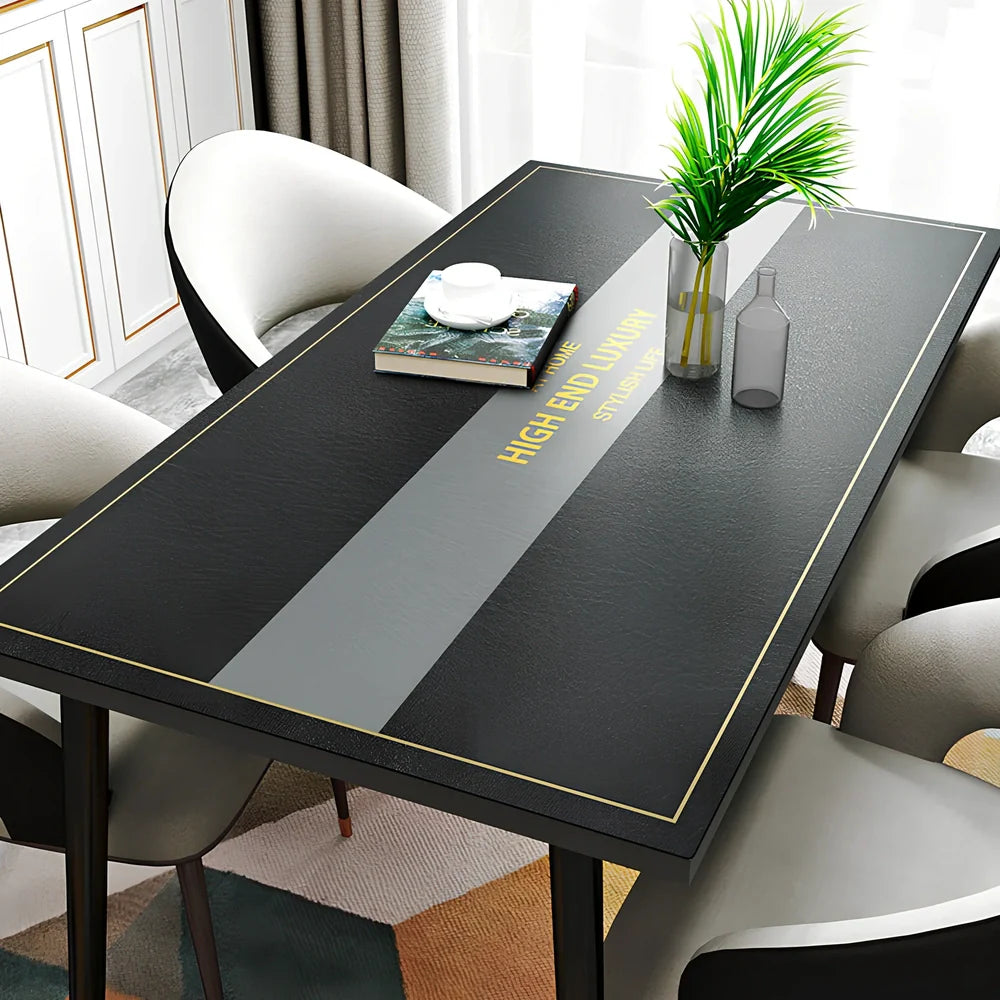 Rectangular black PVC tea table mat and cloth set, 70x140cm size, waterproof Northern Europe style protection