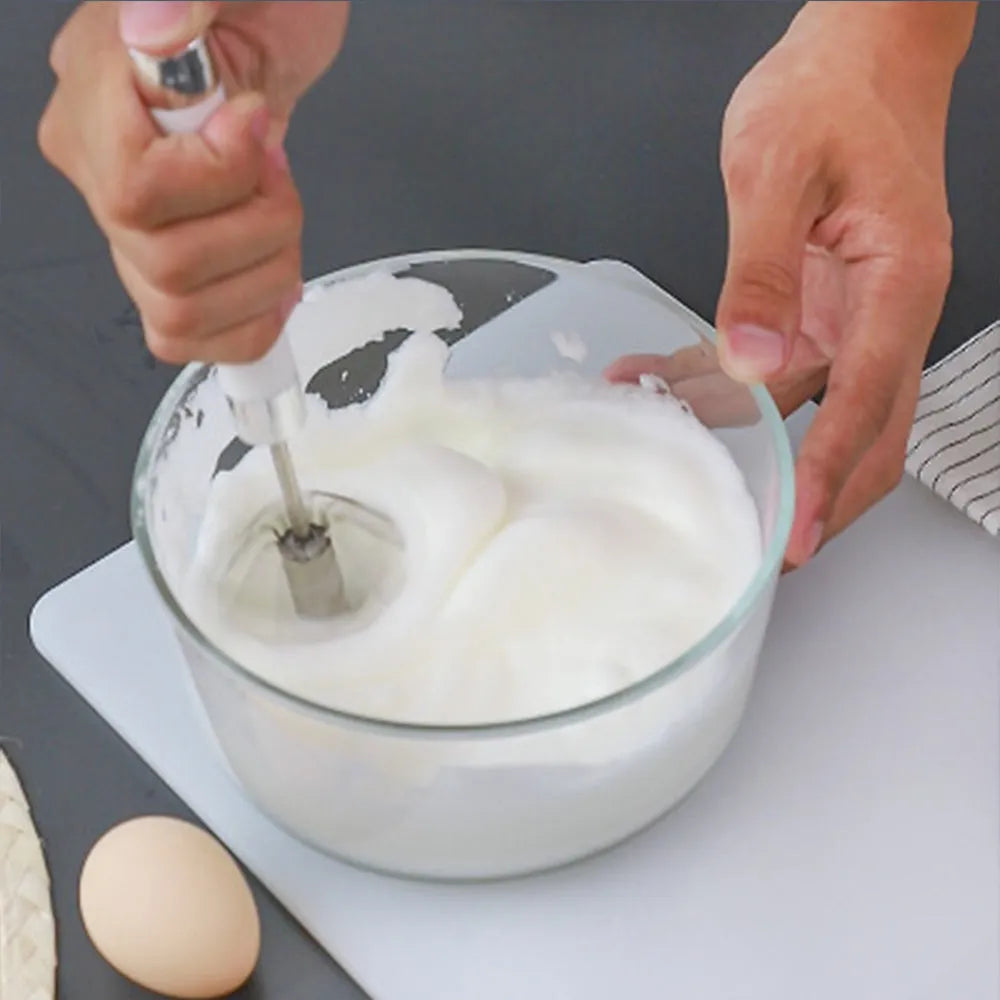 Semi-automatic stainless steel egg beater whisk for manual kitchen mixing