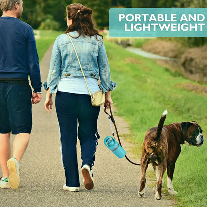 Blue portable plastic dog pooper scooper with eight-claw shovel and built-in bag dispenser