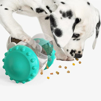 Innovative pet feeding toy with rolling balance system, keeps dogs and cats engaged and entertained
