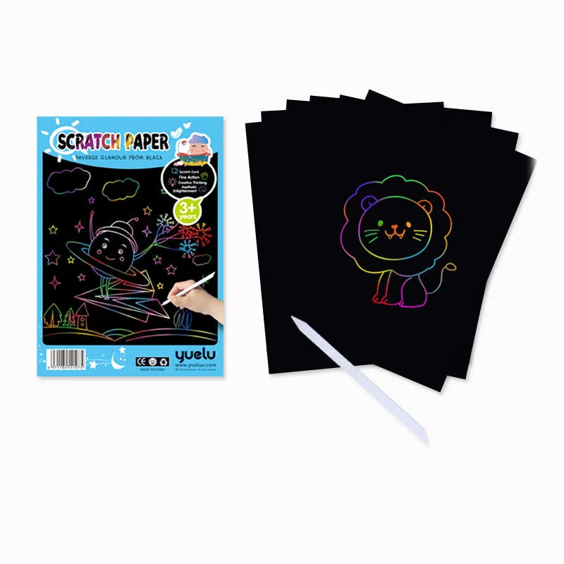 Pack of children's colourful A4 and 16K handmade drawing paper sheets.