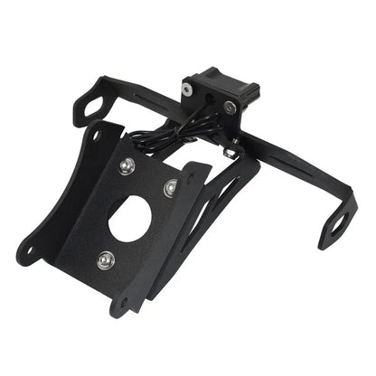 Black aluminium alloy motorcycle licence plate frame for Honda models with fixed bracket mounting