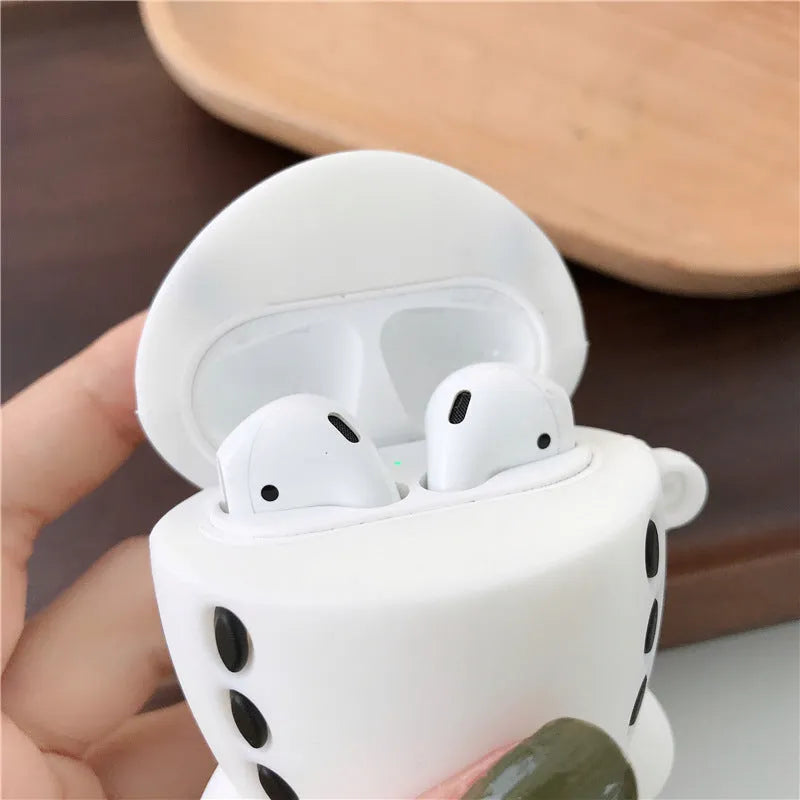 Cartoon airplane design silicone flip case for AirPods 1st and 2nd generation with hook attachment