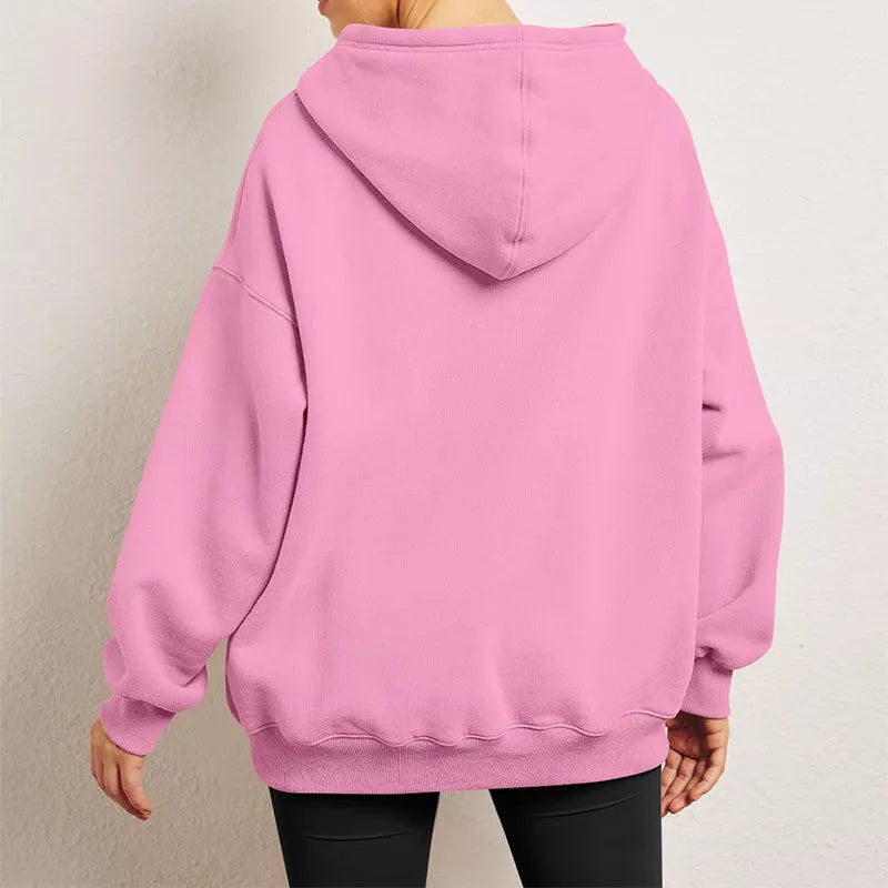 Women's oversized fleece hoodie with pocket in various colors