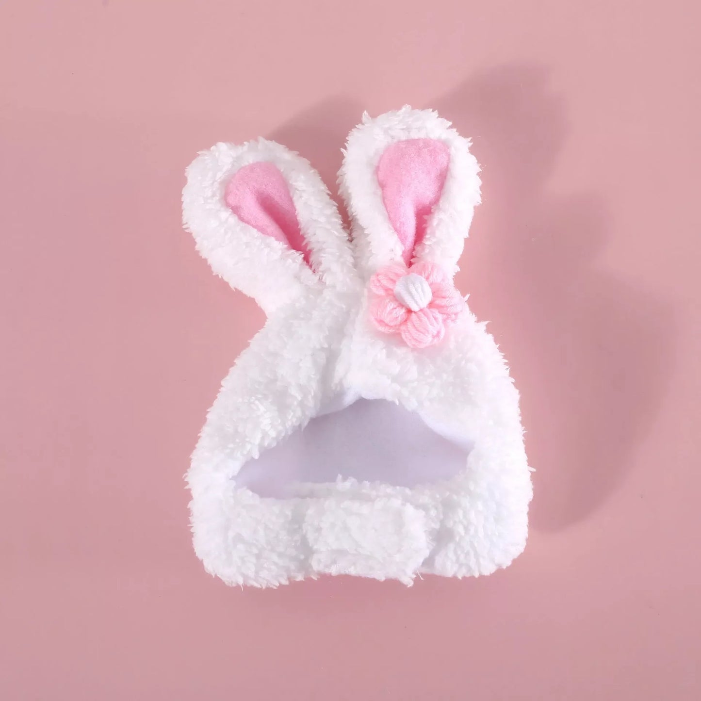 Plush cartoon pet ears hat for cats and dogs, available in flower and carrot rabbit designs