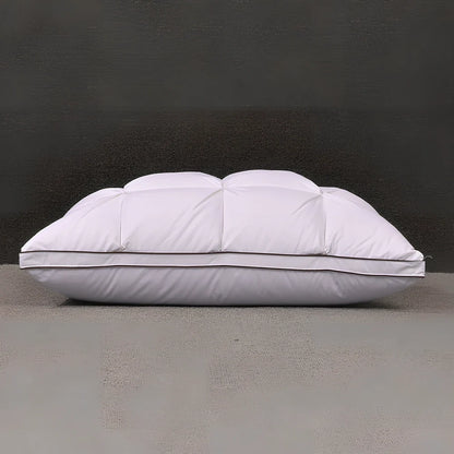 Rectangular white goose down pillow with pure cotton fabric in blue colour option showing 48×74cm dimensions