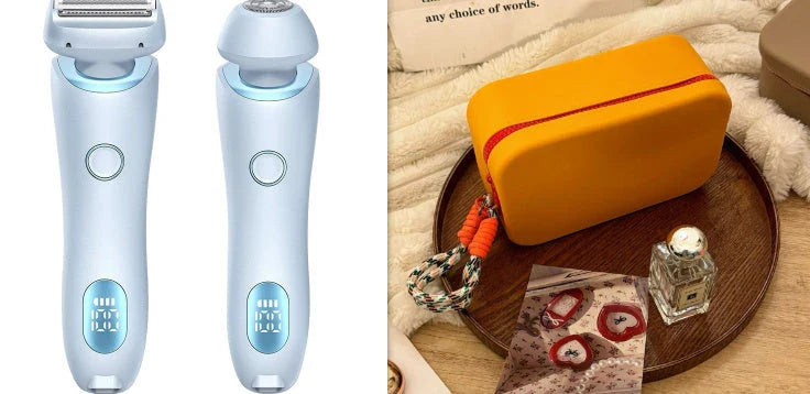Cordless women's electric shaver with specialized square foil head and hypoallergenic blades for smooth, hair-free skin