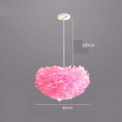 Modern iron chandelier with remote control and LED lighting in grey, pink, or white colours