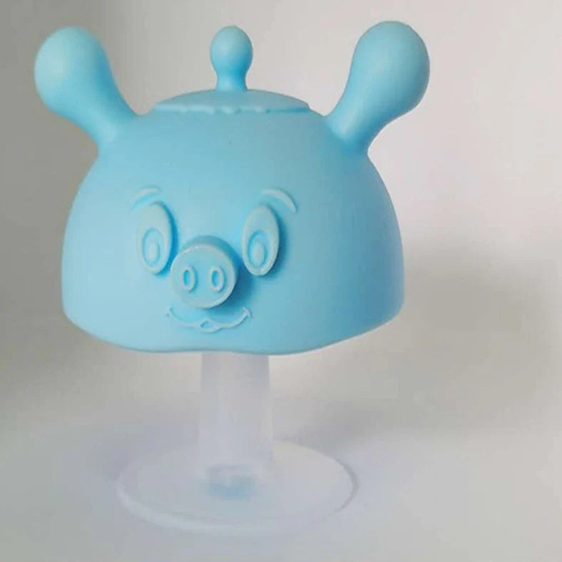 Liquid silicone baby teether in multiple colours for infants over 6 months