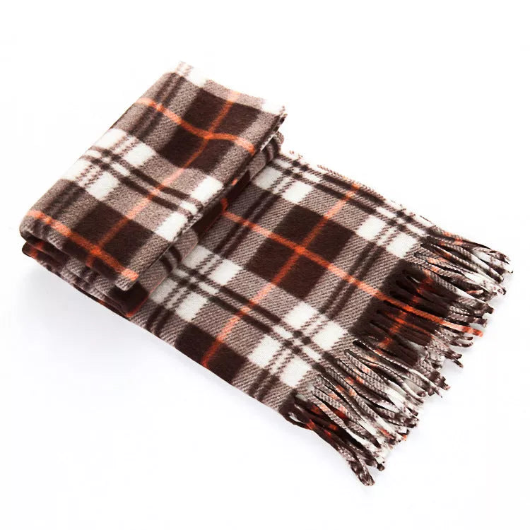 Handmade black and white plaid thermal scarf for men and women