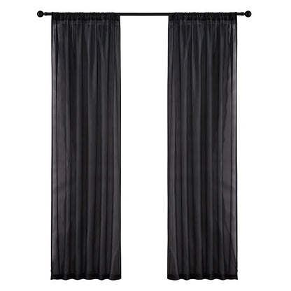 Black modern simple cotton linen window screen curtain hung as a vertical curtain