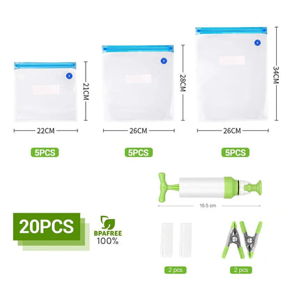 Premium vacuum seal food storage bags with hand pump for keeping food fresh longer