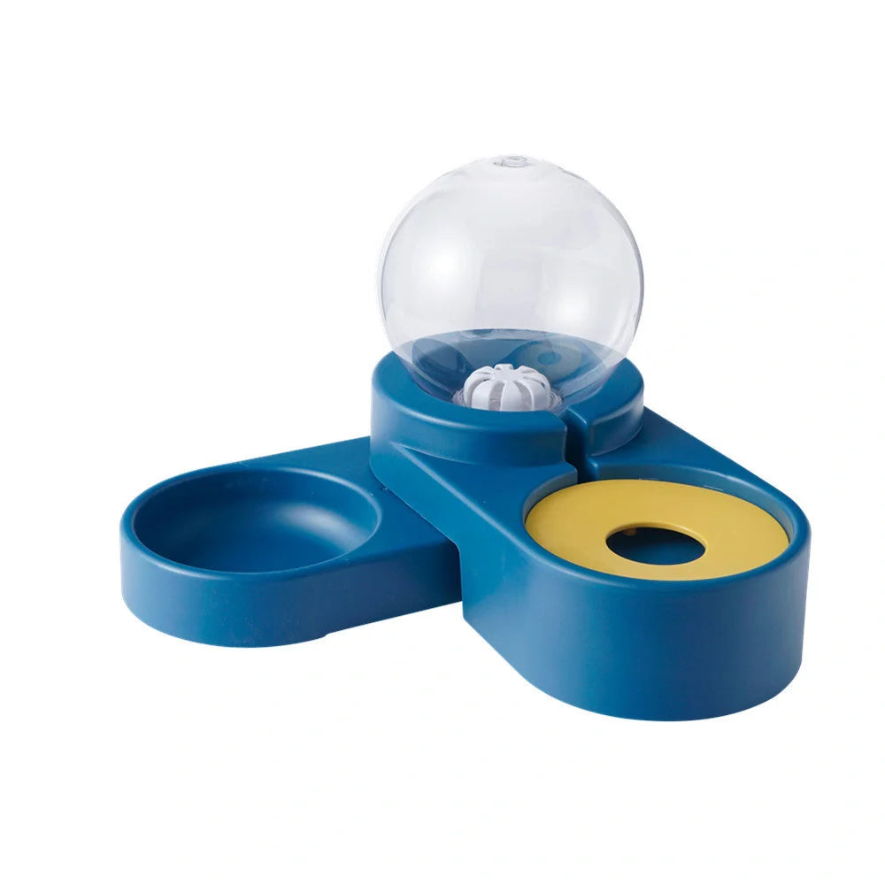 Automatic nonelectric pet water dispenser with bowl, 1.8L capacity, available in gray, blue, and pink