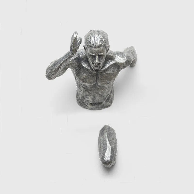 Modern resin character wall decoration in metallic finish