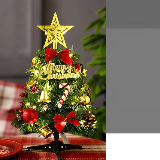 30cm PVC mini Christmas tree with festive decorations for tabletop display
