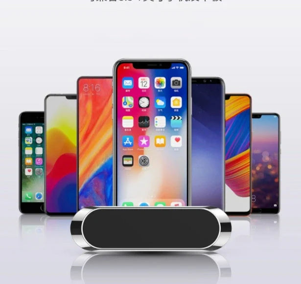 F6 Strip Plate Magnetic Car Phone Holder with steel spring frame in grey