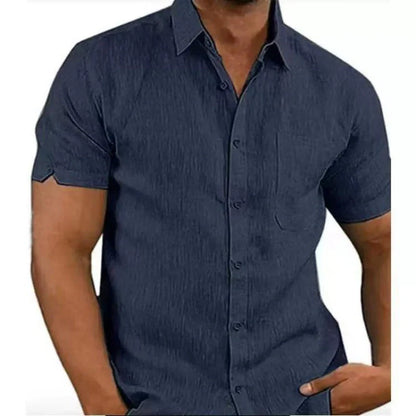 Men's short sleeve summer shirt in various colors with drop shoulder sleeve design