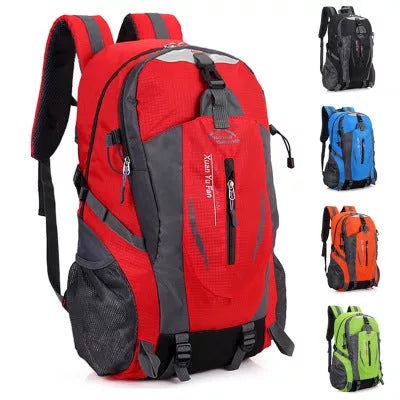 Adjustable outdoor mountaineering backpack in various colors with waterproof nylon material