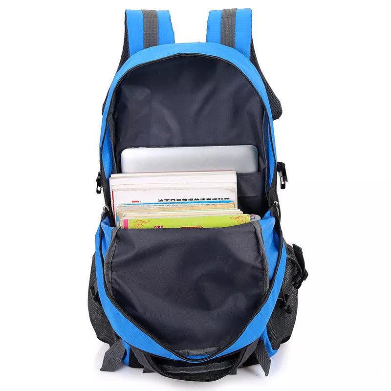 Adjustable outdoor mountaineering backpack in various colors with waterproof nylon material
