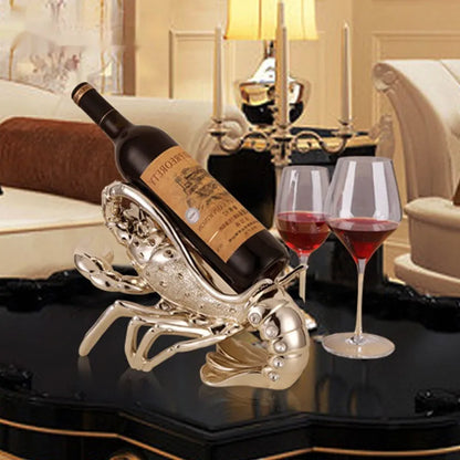 European-style lobster wine rack ornament in rose gold finish, measuring 15cm tall