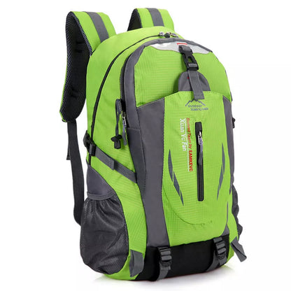 Adjustable outdoor mountaineering backpack in various colors with waterproof nylon material