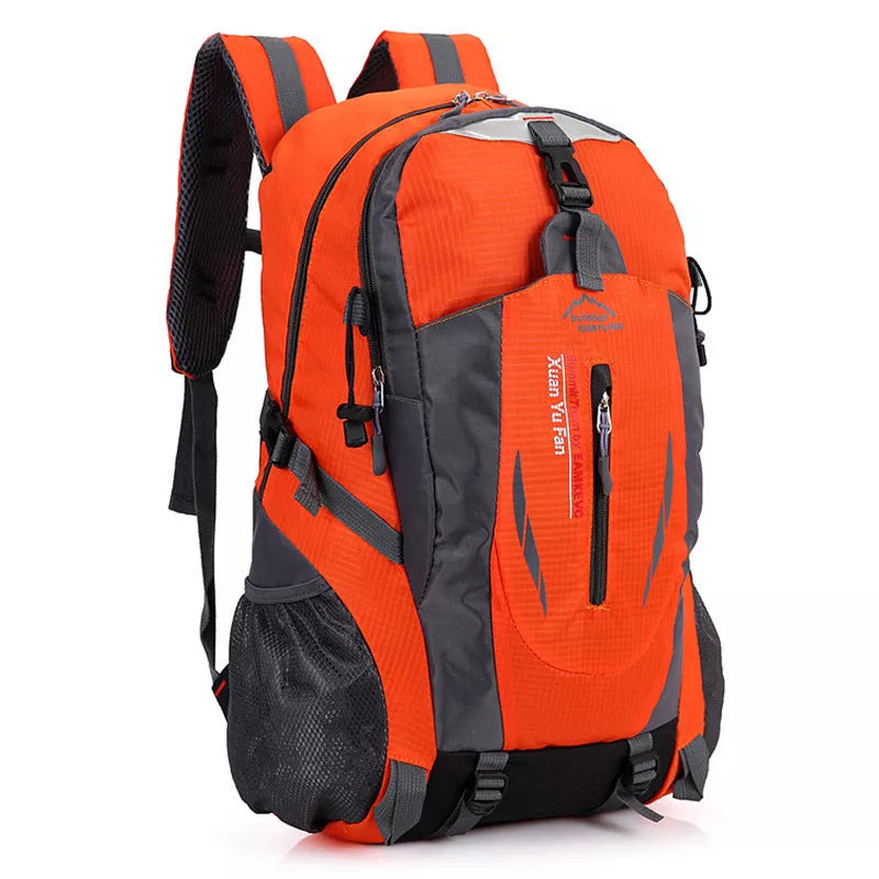 Adjustable outdoor mountaineering backpack in various colors with waterproof nylon material