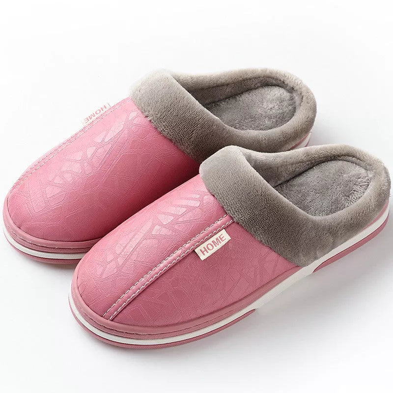 PU waterproof cotton slippers in various colors for men and women