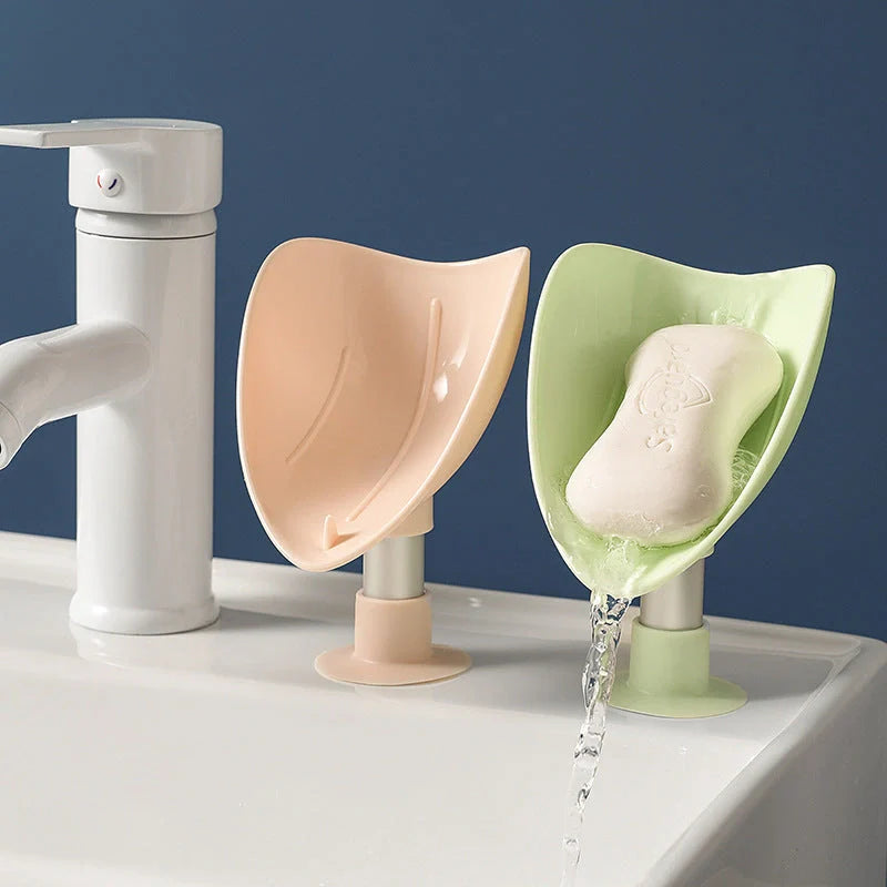 Creative Bird Soap Box with self-draining design and silicone suction cup in white, pink, green, and blue